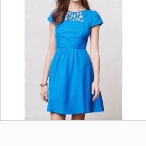 Maeve Blue Puff Sleeve Mini Dress